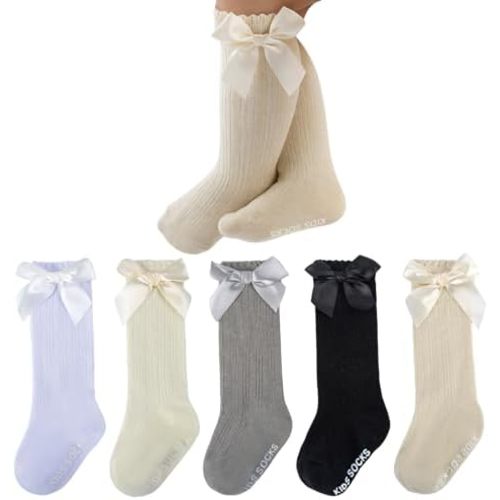 Baby Knee High Socks Non Slip Newborn Infant Toddlers Girl Stockings Cotton Bow Ruffle Long Socks Infant Dress Sock