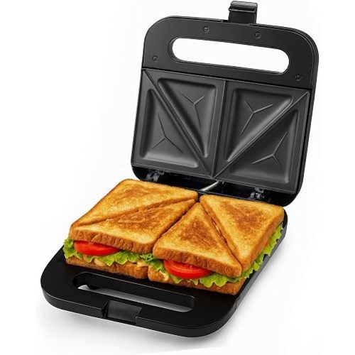 OVENTE Electric Sandwich Maker, 750W Non-Stick Plates, Black GPS401B