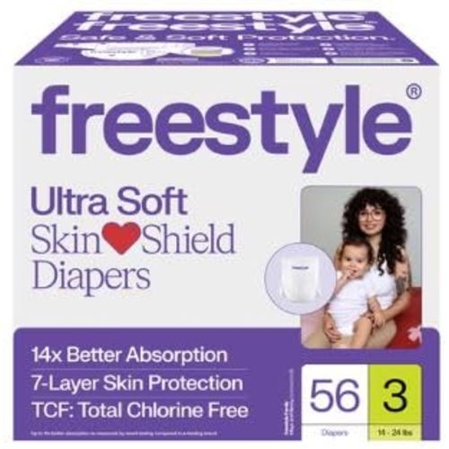 Free~Style Hyper Absorbent Ultra Soft TCF Baby Diapers (Size 3, 56 Count)