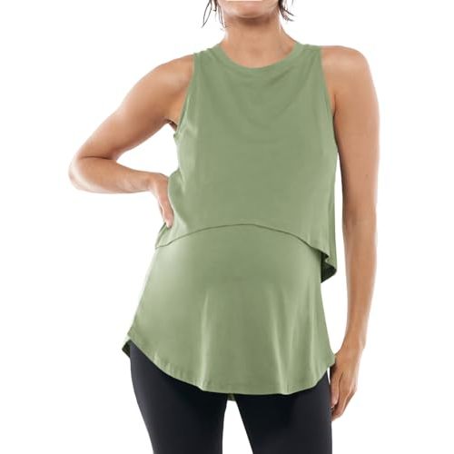 Tankaneo Womens Summer Maternity Nursing Tank Tops Sleeveless Double Layer Breastfeeding Shirt Pregnancy Clothes