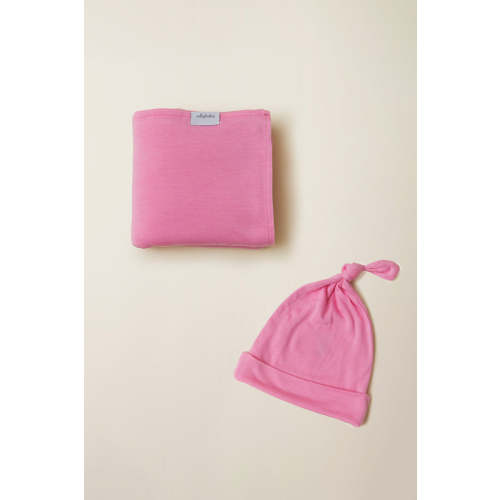 Iconic Pink Swaddle + Hat Set