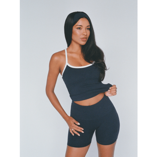 organic cotton high-rise 4" shorts - navy blue