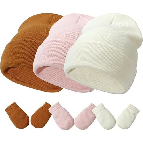 Baby Hats and Mittens Set Infant Toddler Beanie Caps Hospital Hat Set Newborn Gloves for Baby Boys Girls
