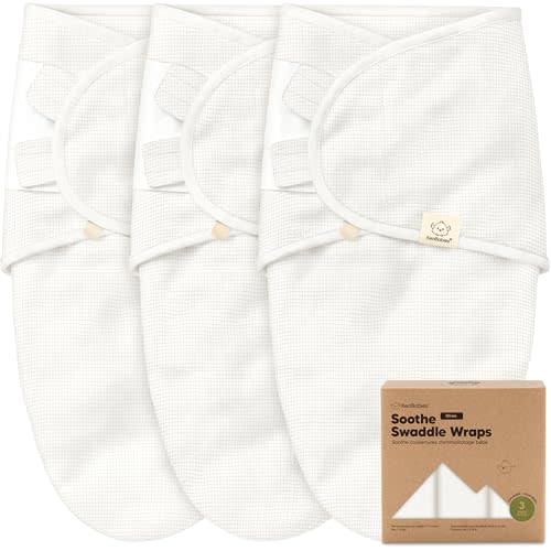 3-Pack Organic Swaddles for Newborns, Baby Swaddles 0-3 Months(Soft White) | Newborn Swaddle Sleep Sacks, Soft Cotton, Infant, Baby Swaddle Wraps, Girls, Boys, Large Hook & Loop Closure