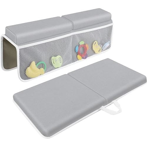 JJGoo Bath Kneeler with Elbow Rest Pad Set, 1.5 inch Kneeling Pad Mat for Bathtub - Gray