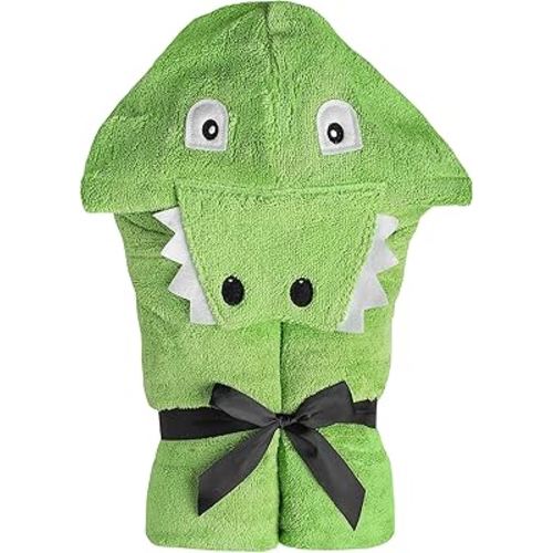 Toalla de bebé con capucha para niños de 2 a 8 años | Toalla grande de bebé 100% algodón para niños o niñas | Toallas de baño unisex lindas de cocodrilo para bebés y niños pequeños en