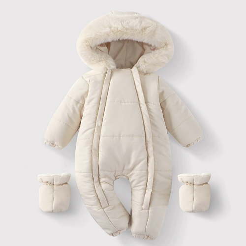 Boys Snow Wear Winter Baby Jumpsuit With Hood And Collar - Warm Romper for 0-24 Months