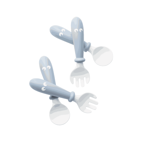 BabyBjorn 2-Piece Baby Spoon & Fork, Powder Blue