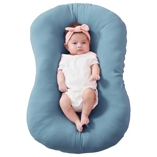 FUNUPUP Rayon Derived from Bamboo Baby Lounger Cover Compatible with Snuggle Me Lounger, Infant Lounger Pillow Cover for Newborn, Removable Elastic Newborn Lounger Cover,Cover Only,Blue