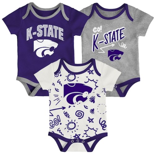 Kansas State Wildcats Outerstuff Newborn & Infant Three-Pack All Day Play Bodysuit Set