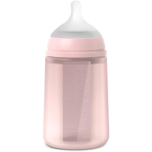 Suavinex Color Essence SX PRO Physiological Soft Flexible Silicone Baby Bottle, Anti Colic Baby Bottles, Supports Breast Feeding Babies, Made in Spain, Medium Flow, 8oz, Marshmallow Nude