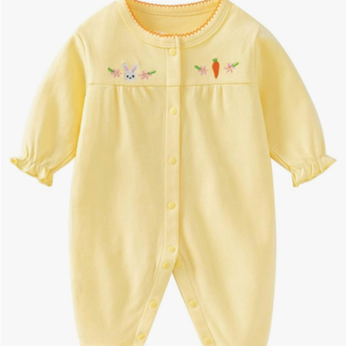 Baby Girl Cotton Footed Romper 0-18M Snap Closure