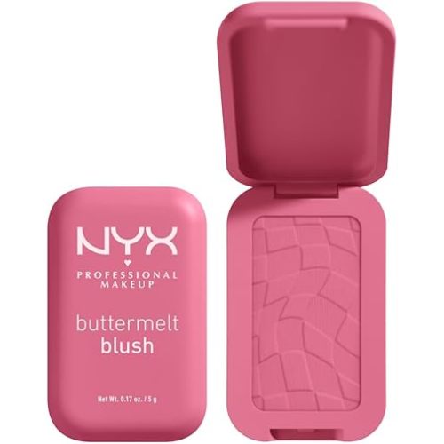 NYX PROFESSIONAL MAKEUP Buttermelt Powder Blush, Fade and Transfer-Resistant Blush, Up to 12HR Make Up Wear, Vegan Formula - For The Butta