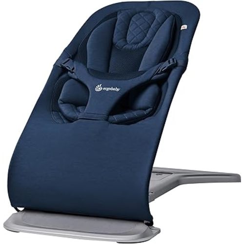 Ergobaby Evolve 3-in-1 Bouncer, Adjustable Multi Position Baby Bouncer Seat, Fits Newborn to Toddler, Midnight Blue
