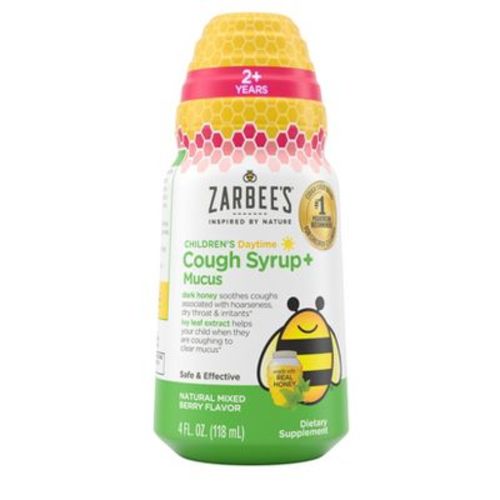 Zarbee's Kid's Cough + Mucus Daytime with Honey, Ivy Leaf, Zinc & Elderberry - Mixed Berry - 4 fl oz