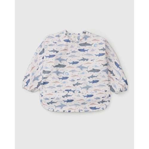 Long Sleeve Bib - Smiley Sharks