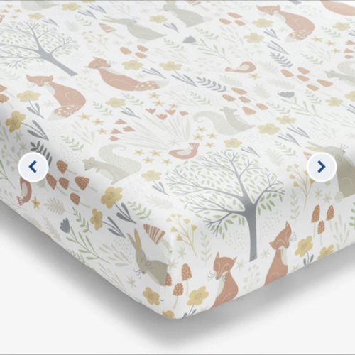 Forest Animals Classic Cool Organic Cotton Percale Fitted Crib Sheet