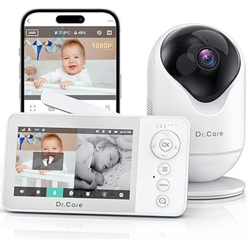 VistaView Lite RB Smart WiFi Baby Monitor - 4” 720P Split Screen & 1080P Camera App Control, Motion Alerts, 2500mAh Removable Battery, HD Night Vision, 2-Way Talk, Multi-User, Triple Security