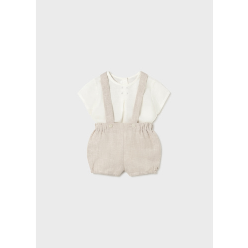 Newborn Boy Shorts with Suspenders and Shirt Set