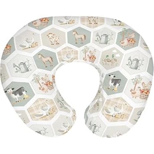 Farm Party Nursing Pillow Covers for Boy Girl Farm Cow Pig Horse Duck Chick Meadow Tractor Nursery Pillow Slipcover for Breastfeeding Pillows Farm Animals Life Soft Stretchy Cover for Newborn Infant