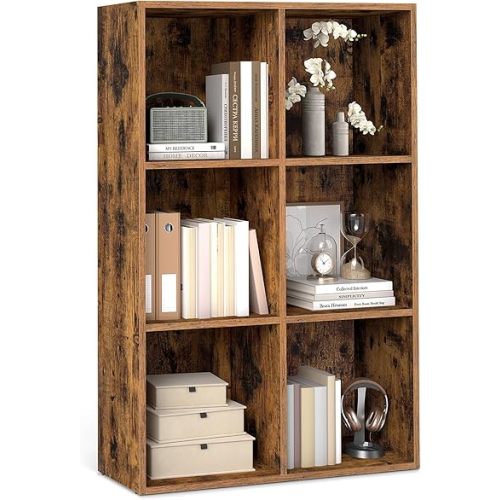 VASAGLE Bookshelf, 6 Cubes Storage Organizer, 25.8 x 9.5 x 38.4 Inches