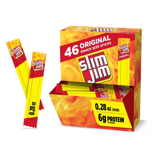Slim Jim Smoked Meat Sticks, Original Flavor, 6g Protein Per Serving, Snack Size, Easter Basket Stuffer for Men, 0.28 oz. (46 Count)