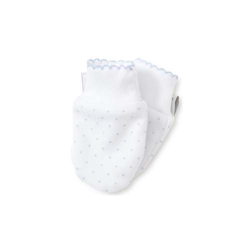 Polka Dot Mittens, White with Blue