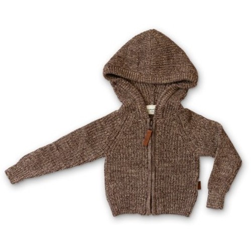 Goumi Organic Knit Baby Hoodie, Color: Bark, Size: 3-6m