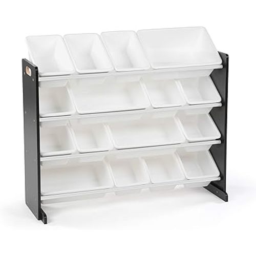 Humble Crew Supersized Toy Storage Organizer with 16 Removable Bins, Black/White – Large Toy Storage for Toddlers Ideal for Kids' Rooms, Playrooms, and Nurseries - Modern Toy Bins for Kids