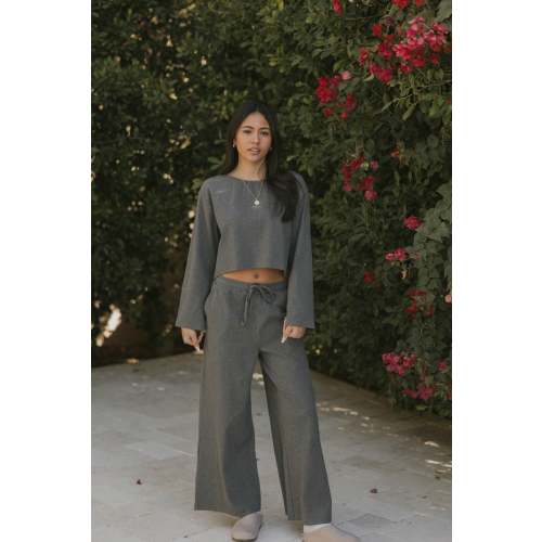 Zoe Thermal Ribbed Pant | Charcoal