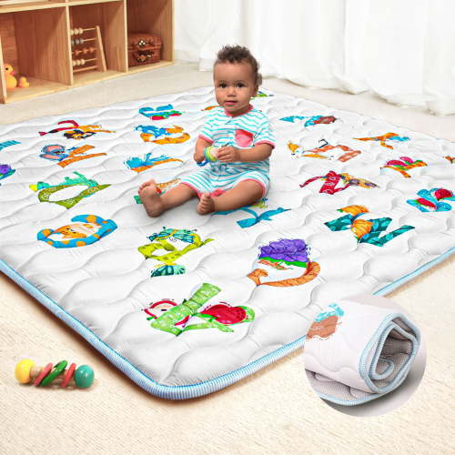 Beavtaens Baby Play Mat for Floor, Foam 50"x50"x1" Playpen Mat, Thickened & Non-Slip, for Ages 0-4