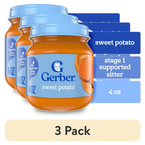 (3 pack) Gerber 1st Foods Natural for Baby Baby Food, Sweet Potato, 4 oz Jar