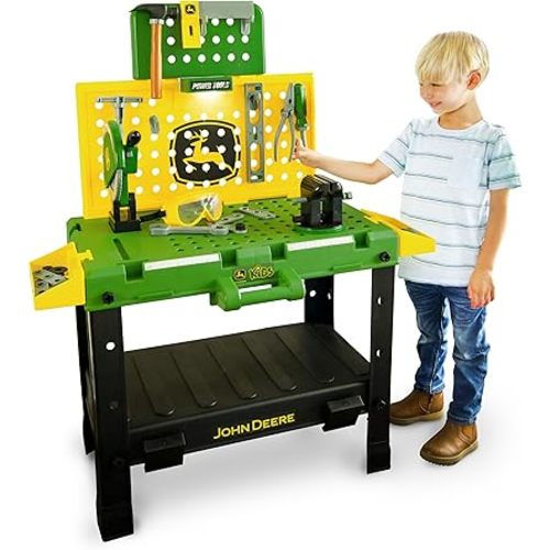 John Deere Kids Workbench, Power Tools Workshop, Build Your Own Toy Tool Box with 39 Realistic Toy Tools and Accessories, 5+