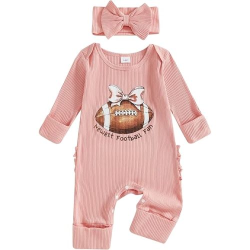 Baby Girl Newborn Clothes Football Golf Outfit Long Sleeve Romper Jumpsuit Infant Fall Winter Outfits Clothes