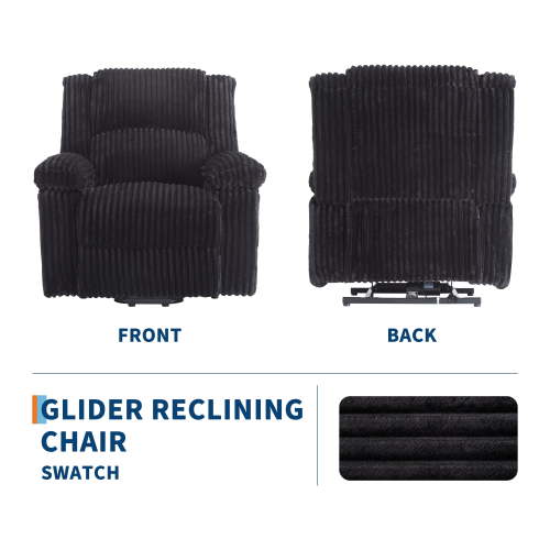 Zzistar Corduroy Recliner Chair, Manual Recliner Sofa with Handle, Pillow Top Arms, Thick Padding, Side Pocket for Living Room, Bedroom - Walmart.ca