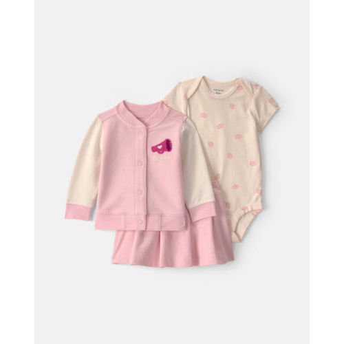 Baby Girl 3-Piece Varsity French Terry Layering Set - Pink | Carter's