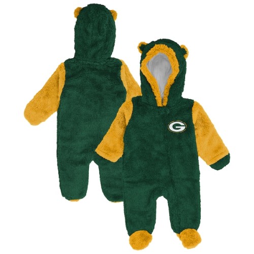 Green Bay Packers Outerstuff Newborn Teddy Fleece Bunting Full-Zip Sleeper - Green