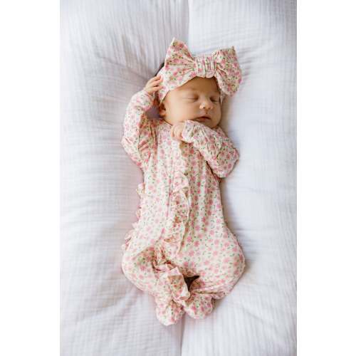 Pink Blossom Ruffled Footie – Bella Berry Designs