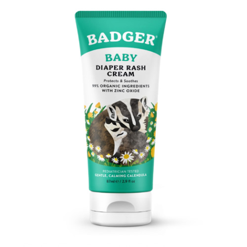 Badger Baby Diaper Rash Cream, Zinc Oxide Diaper Cream for Babies, Natural Skin Barrier Cream with Organic Sunflower Oil & Beeswax, 2.9 fl oz