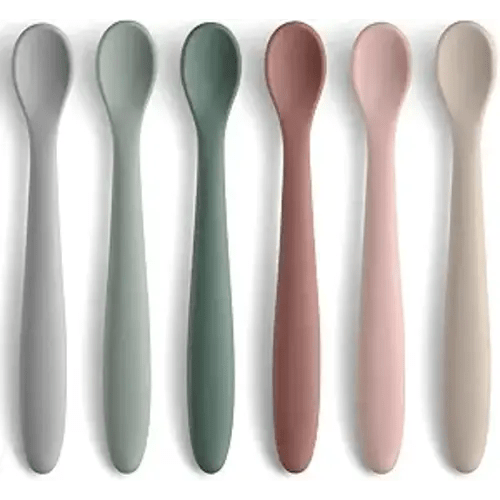 6-Piece Silicone Baby Feeding Spoons, First Stage Infant Spoons, Soft-Tip Easy on Gums I Baby Training Spoon | Infant Utensils Feeding Supplies, Dishwasher & Boil-proof