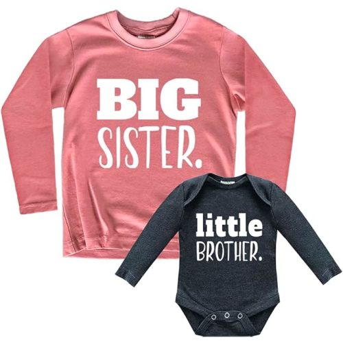 Big Sister Little Brother Outfit Matching Shirts Sets Baby Newborn Outfits Shirt
