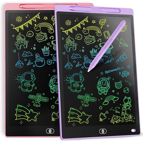 [2 Pack] Genialba LCD Writing Tablet 8.5-Inch Colorful Doodle Board, Toddler Learning Educational Toys Gifts for 3-8 Years Old Girls and Boys, Electronic Drawing Pad for Kids (Pink&Purple)