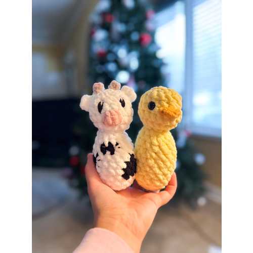 Crochet Cuddle Critter: Handmade Plush Farm Animal Toy, Rattle Option, Crochet Rattle for babies MADE TO ORDER