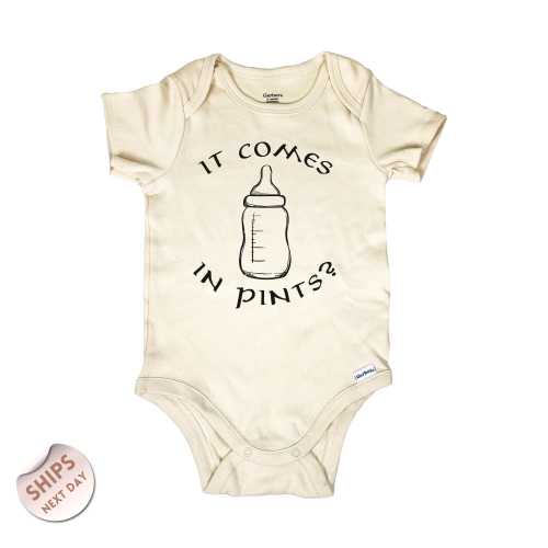 It Comes In Pints Onesie®, adventure announcement, Halfling Baby Bodysuit, Funny announcement, Baby Shower Gift, 2001121