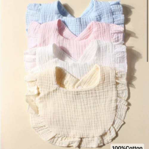 4pcs/Set Candy Color Pure Cotton Ruffle Gauze Cute Baby Bibs, Suitable For Daily Use | SHEIN USA