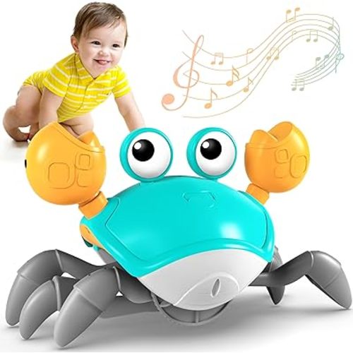 Crawling Crab Toy, Infant Tummy Time Baby Toys, Fun Interactive Dancing Walking Moving Toy Babies Sensory Induction Crabs with Music, Baby Toys 0-6 to 12-18 Months Boys Girls Toddler Birthday Gifts