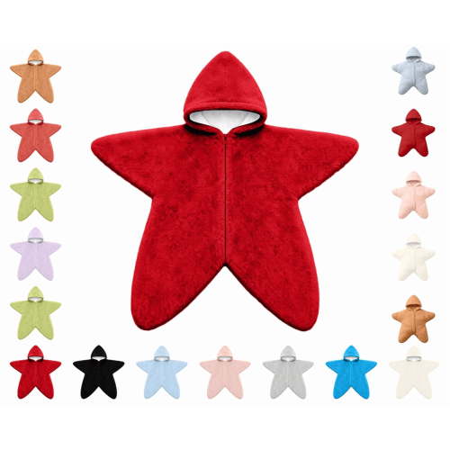 Thick Fleece Baby Starfish Onesie, Soft Newborn Footie Jumpsuit, Winter Warm Infant Romper and Sleeping Sack (Deep Red,Size:9M)