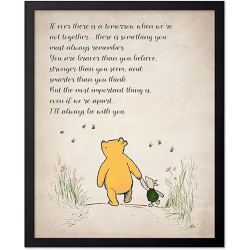 Poster Master Winnie Pooh & Friends Poster - I'll Always Be With You Print - Vintage Storybook Nursery Decor - Baby Room Aesthetic Poster - Kids Playroom Wall Decor - 8x10 Unframed Wall Art