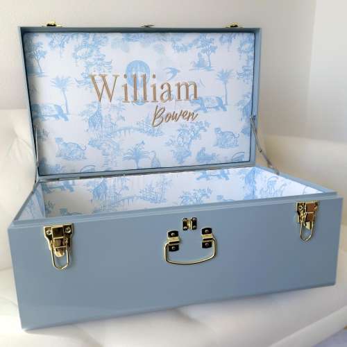 First Mothers Day Gift Box Keepsake Trunk Storage Bin Newborn Present Monogram Design Custom Case Memory Holder for Baptism Gift Chest Box