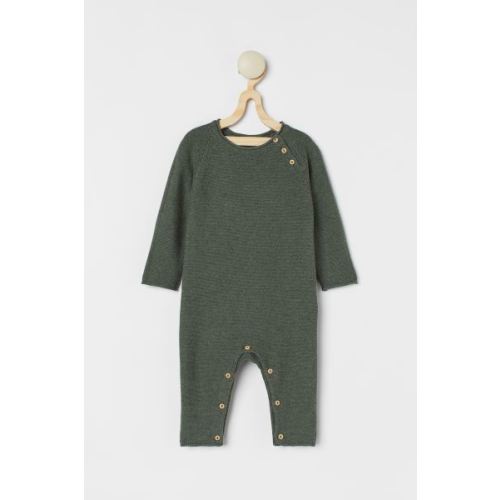 Knit Cotton Jumpsuit - Dark green - Kids | H&M US